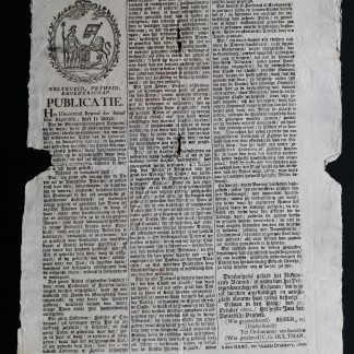Publicatie. Gelykheid, Vryheid, Broederschap. 31 October 1800. Bataaffsche Lotery